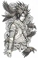 sasuke from Naruto with crows tattoo design idea