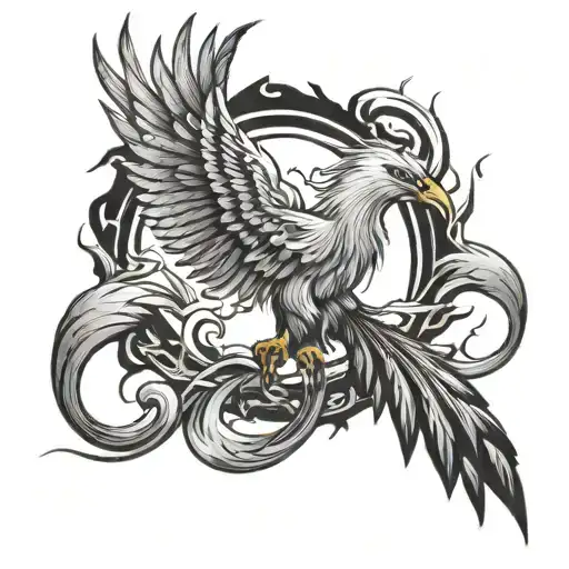 phoenix rising from ashes symbolizing rebirth tattoo design idea