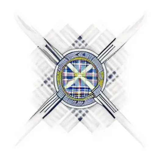 Traditional tattoo of a Scottish tartan pattern incorporating the flag tattoo design idea