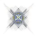 Traditional tattoo of a Scottish tartan pattern incorporating the flag tattoo design idea