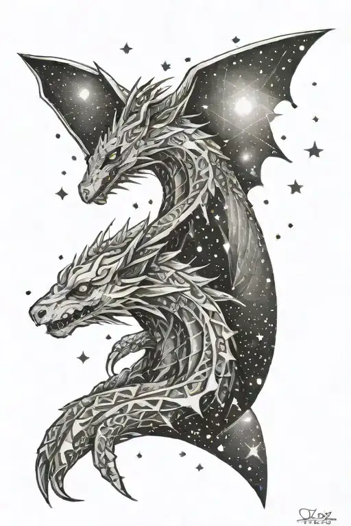 draco constellation in galaxy tattoo design idea