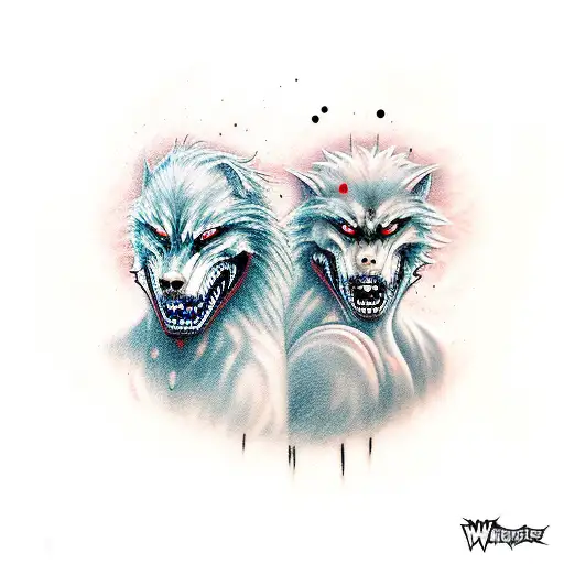 werewolves and vampires tattoo design idea