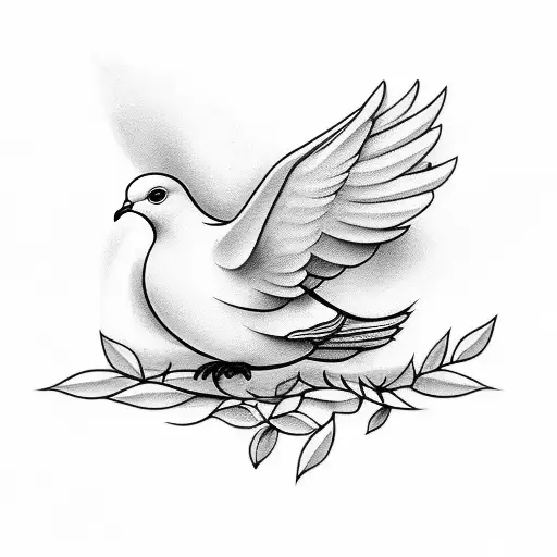 dove and olive branches tattoo design idea