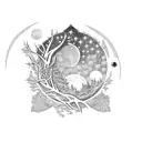 laurus nobilis and elara moon tattoo design idea