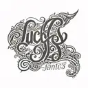 Luca James name written tattoo design idea