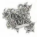 Luca James name written tattoo design idea