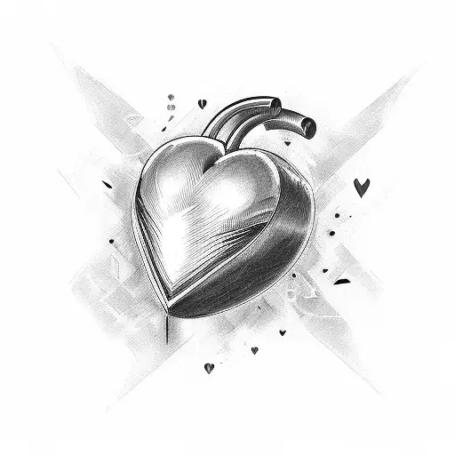 heart formed by m and v letters inside with k letter tattoo design idea