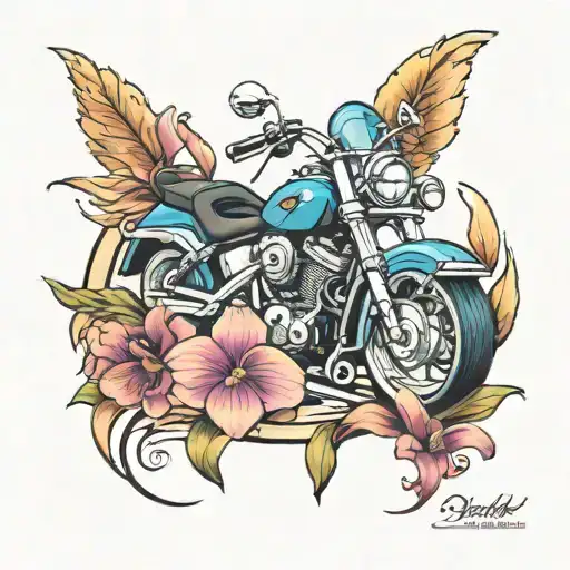 harley davidson 1 blue orchid tattoo design idea