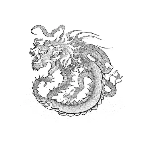 lion riding dragon tattoo design idea
