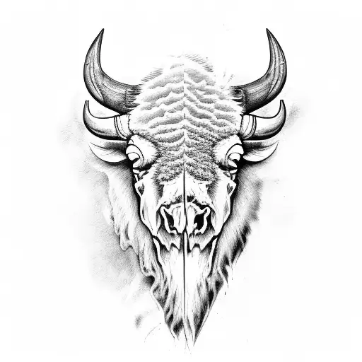 bison skull tattoo design idea
