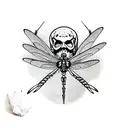 dragonfly with skull  tattoo design idea