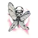 dragonfly and skull  tattoo design idea