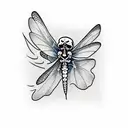 dragonfly and skull  tattoo design idea