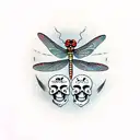 dragonfly and skull  tattoo design idea