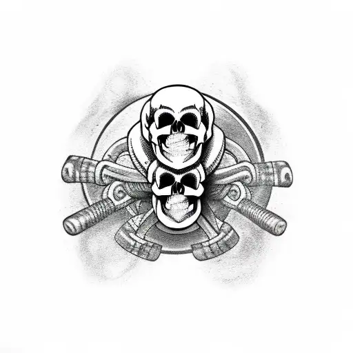 deadlift bearded skull tattoo design idea