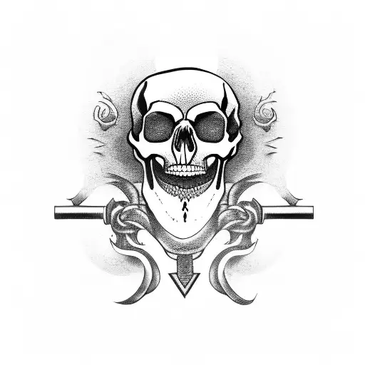 deadlift bearded skull tattoo design idea