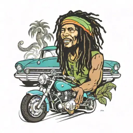 bob marley cars tattoo design idea