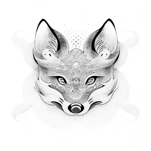 Ying-yang symbol formed by two foxes tattoo design idea