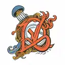 Dodgers logo intertwined tattoo design idea