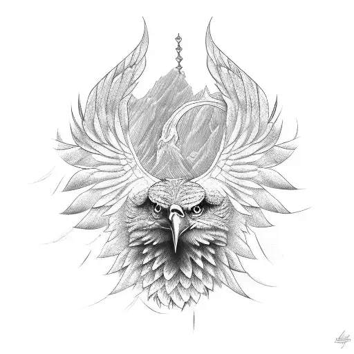 eagle long wings tattoo design idea