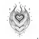 fire heart tattoo design idea