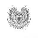 fire heart tattoo design idea