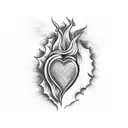fire heart tattoo design idea