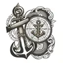 compass and anchor cross tattoo design idea