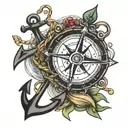 compass and anchor cross tattoo design idea