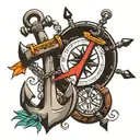 compass and anchor cross tattoo design idea