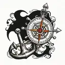 compass and anchor cross tattoo design idea