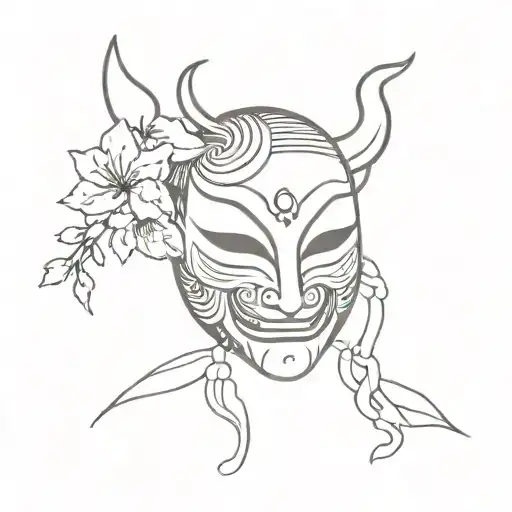 Japanese charm with haanya mask  tattoo design idea