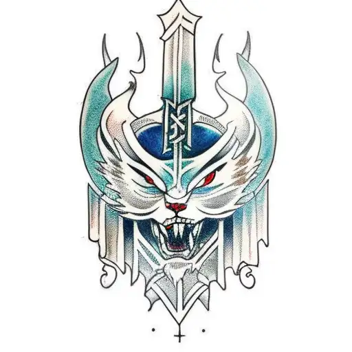 Norse mythology themed tattoo on throat tattoo design idea