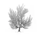 olive tree with heather tattoo design idea
