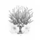 olive tree with heather and goddess irene tattoo design idea