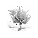 olive tree with heather and goddess irene tattoo design idea