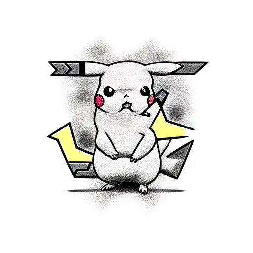 Pikachu with noodles tattoo design idea