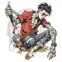 scrawny boy in ripped clothes  tattoo design idea