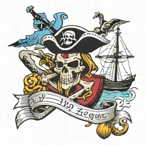 jolly rogers and boatswains mate  tattoo design idea