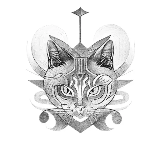 A tattoo combining elements of Greek mythology, like a cat-inspired Sphinx or a powerful god/goddess tattoo design idea