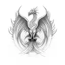 A mythical creature like a phoenix or dragon representing strength and rebirth tattoo design idea