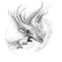 A mythical creature like a phoenix or dragon representing strength and rebirth tattoo design idea