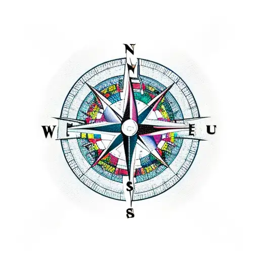 Surrealism Compass True North Online Lines And Tattoo Idea - BlackInk  AI