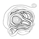 Imagine an abstract representation made only of outline where flowing lines depict the woman's hands guiding the man's h tattoo design idea