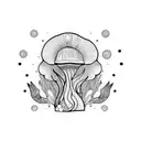 dark hippie mushroom sleeve tattoo design idea