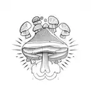 dark hippie mushroom sleeve tattoo design idea