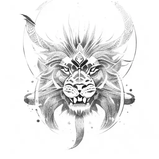 Samurai Lion tattoo design idea