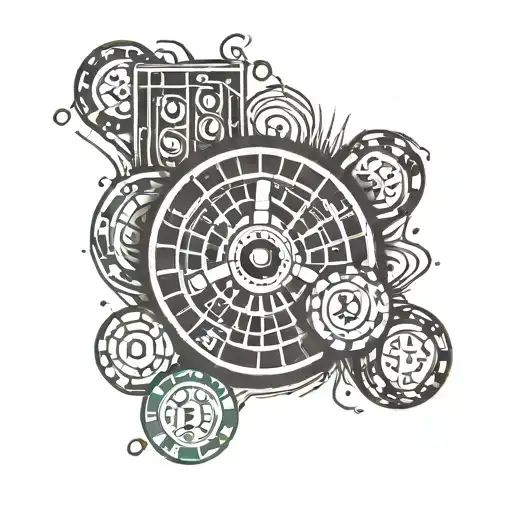 roulette wheel poker chips and dice symbolizing the gamble tattoo design idea