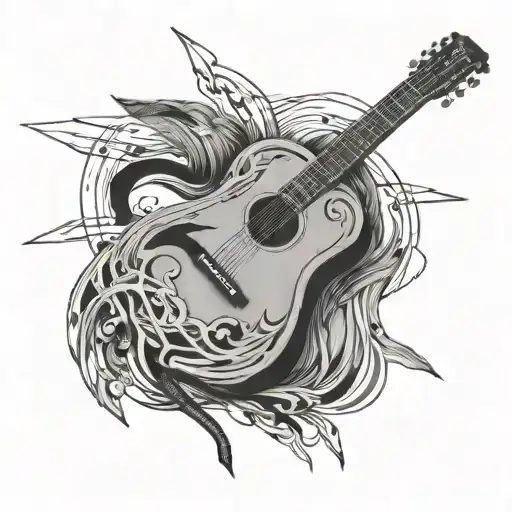 strings of a guitar named after actor River Phoenix tattoo design idea
