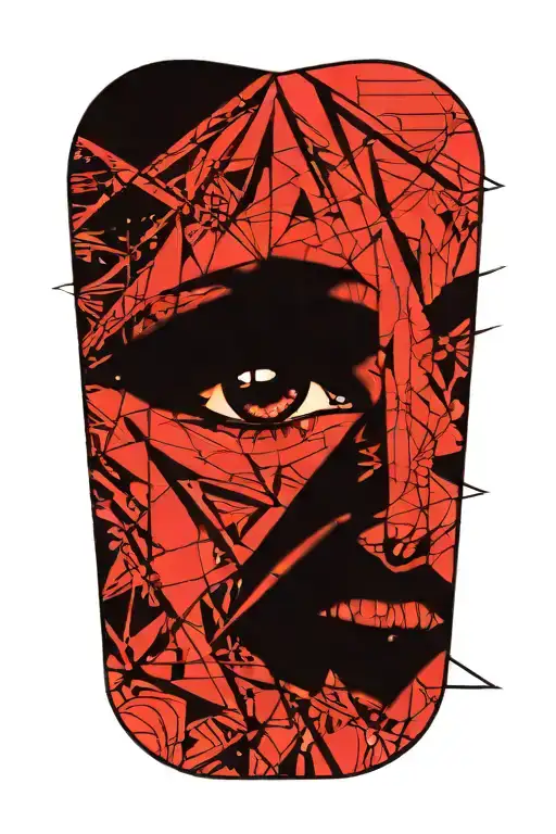 closed eyes inside a reverse triangle tattoo design idea